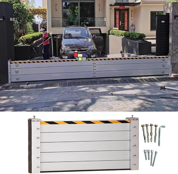 Reusable Flood Barrier, 3/4/5/6/7/8/9/10/11/12/13ft Long Heavy Duty Aluminum Water Barrier Shield for Sliding Glass Door/Driveway/Home Doorway, Removable Stopper Shield with Rubber(H 3.3ft