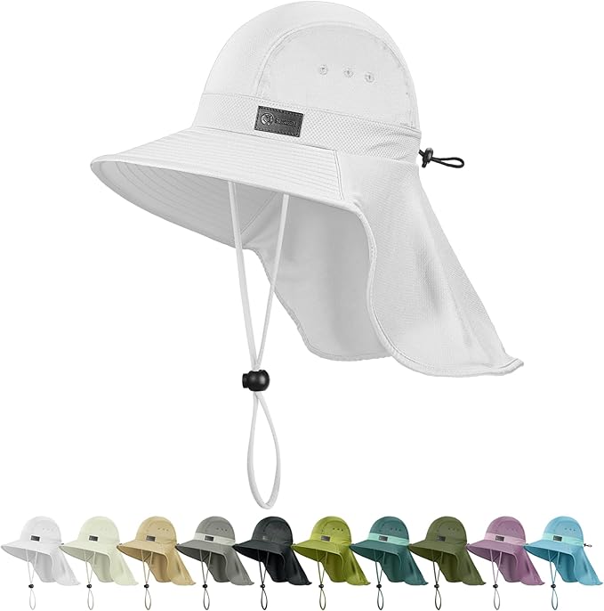Sukeen Cooling Sun Hat for Men Women UPF50+ Wide Brim Fishing Hat with Neck Flap Adjustable Foldable Bucket Hat for Hiking
