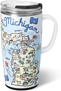 Swig Life 22oz Travel Mug, Insulated Tumbler with Handle and Lid, Travel Coffee Mug, Cup Holder Friendly, Stainless Steel 22 oz Tumbler, Reusable Insulated with Lid (Michigan)