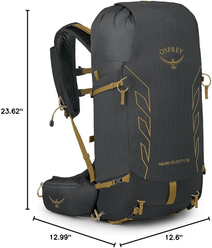 Osprey Talon Velocity 30L Men's Hiking Backpack, Dark Charcoal/Tumbleweed, S/M