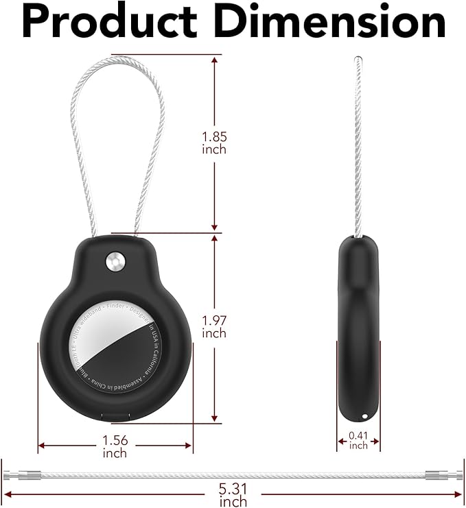 for AirTag Holder Case with Keychain, Air Tags-2 Pack for Apple Air Tag Holder with Wire Cable Lock Key Ring Chain Air Tagholder Accessories for GPS Item Tracker Kids,Keys,Luggage