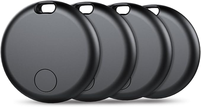 Air Tracker Tags-4 Pack: Smart Bluetooth Tracker, Item Finder Works with Apple Find My (iOS Only) App, Trakcer Tag Locator for Keys, Luggage, Satchel, Backpack etc. (Not for Android Devices)