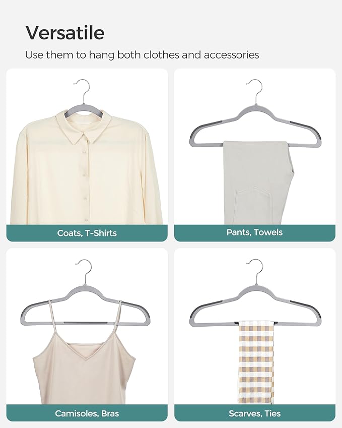 SONGMICS Clothes Hangers, Pack of 30 Plastic Coat Hangers, Space-Saving, Light Gray and Dark Gray UCRP30G