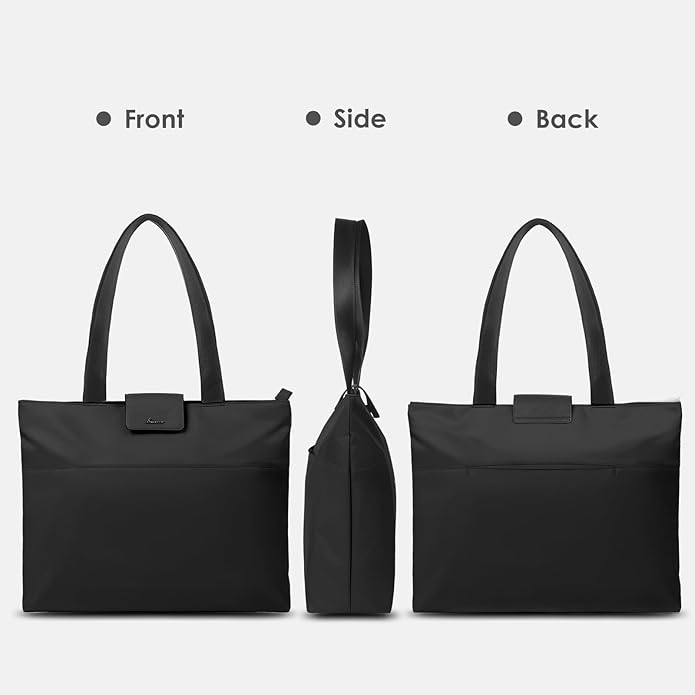 SIMTOP Tote Bag for Women with Magnetic Pocket Water Resistant Polyester 16.2" Laptop Compartment for Travel, Office, Daily