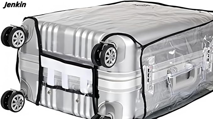 JenKin Luggage Protector Suitcase Cover PVC Waterproof Travel Suitcase Fits Most 20" to 30" (20" (13.8" L x 9.1" W x 20.9" H))