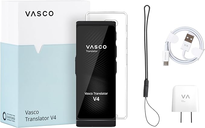 Vasco V4 Language Translator Device | 112 Languages | Free Lifetime Internet in Almost 200 Countries | Black Onyx