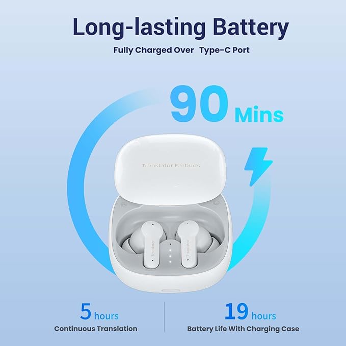 M3 Offline Translation Earbuds 74 Languages and Accents Lifetime-Free AI Translation Earbuds Real TimeTranslator Device in Real Time fit iOS & Android with Earbuds Cleaning Brush