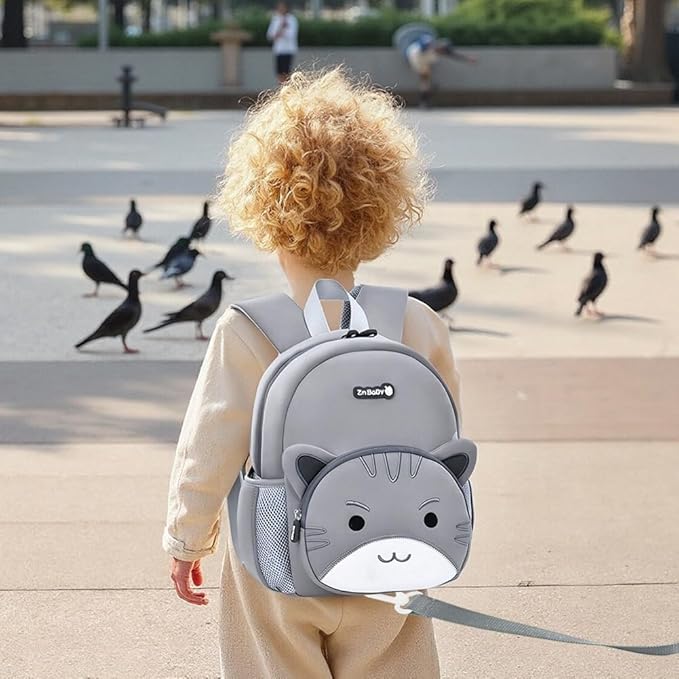 Padgene Toddler Backpacks Kids Preschool Backpack Waterproof Neoprene Animal Schoolbag Lunch backpack 3D Cartoon Cat Mini Travel Bag for Boys Girls Ages 3-5
