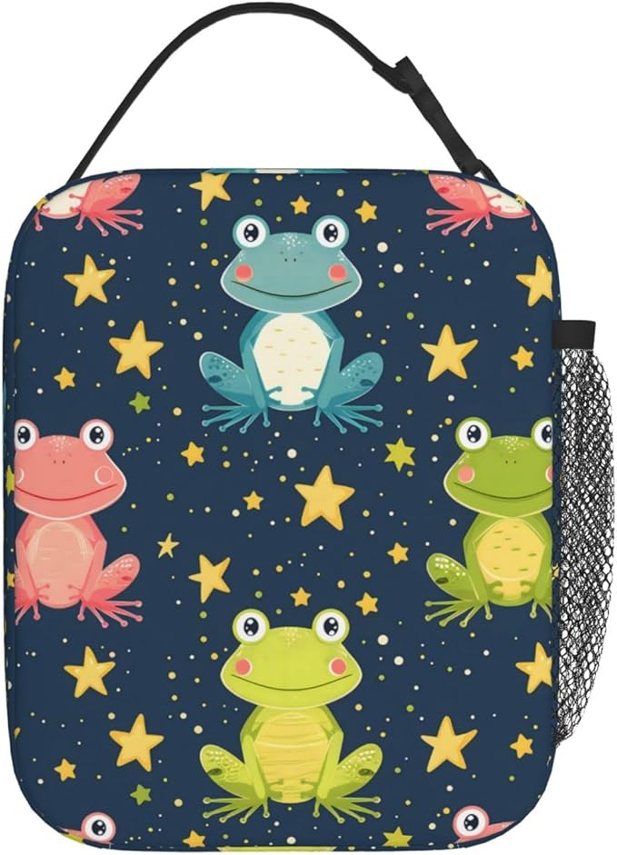 Frog Insulated Lunch Box for Women Men Frog Lunch Bag for Travel,or Fishing Polyester Frog Lunch Box