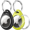 UNBREAKcable 360° Protective Case for AirTag, [2-Pack] AirTags Keyring Holder, Scratch-Resistant, Lock Design, Keychain for AirTag, TPU Full Cover Case for Key, Bag, Luggage, Pet Collar (Black&Green)