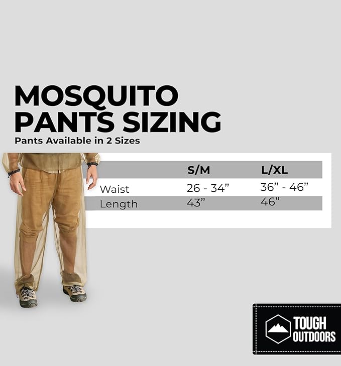 Tough Outdoors Mosquito Pants - Bug Pants for Men & Women - Net Bug Mesh for Gardening & Outdoor Protection from Flies, Gnats - with Free Carry Pouch - Green/Pants Only, Small-Medium