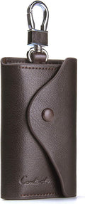 Contacts Car Key Case for Men and Women Small Leather Key Holder Key Cover with 6 KeyChains