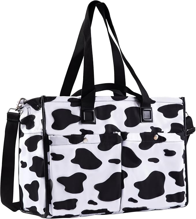 Closeable Tote Bag with 12 Pockets,Thick Bottom Support & Adjustable Strap,Water-Resistant