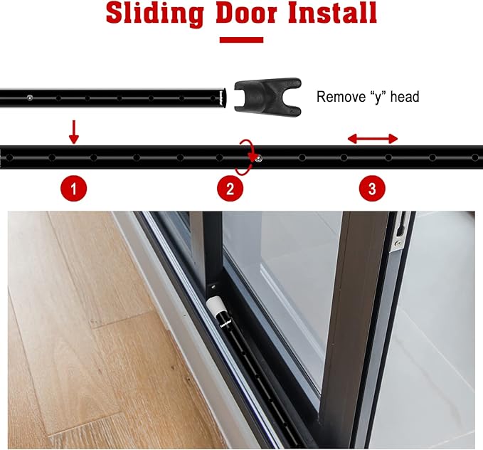 SECURITYMAN 2-in-1 Door Security Bar & Sliding Patio Door Security Bar (2 Pack) via Interchangeable Caps - Heavy Duty Iron Construction Door Stoppers Lock for Home, Apartment, Travel Hotel - Black