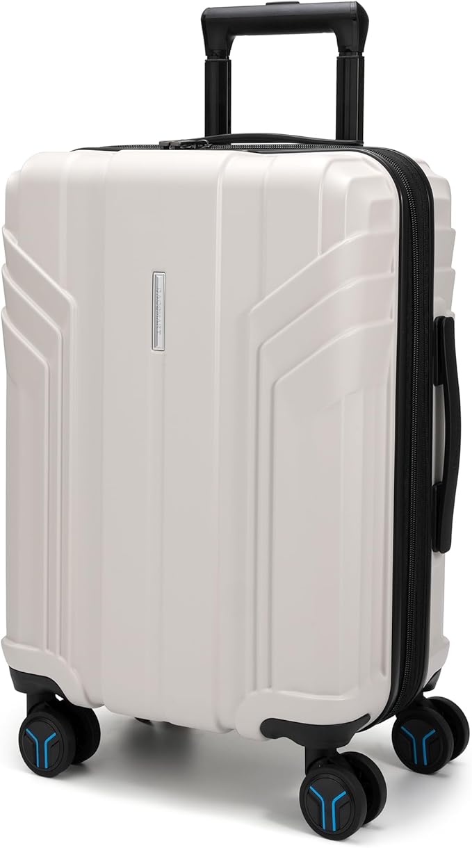 BAGSMART Expandable Carry On Luggage 22x14x9 Airline Approved, 1OO% PC Lightweight Hard Shell Suitcase, 20 Inch Travel Luggage with Spinner Wheels, Waterproof Rolling Suitcase, Biege
