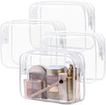 PACKISM Clear Makeup Bags, 4 Pack Quart Size Travel Bag TSA Approved Clear Travel Bags for Toiletries, Carry on Toilety Bag TSA Approved Toiletry Bags, White