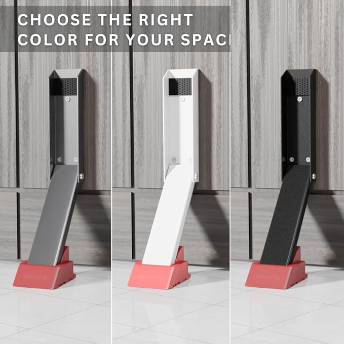 Door Stop, No Drill Door Stoppers - Kickdown Doorstop for Home, Glass Doors, & Outdoors, Easy to Install Doors with Self Adhesive Door Stopper, No Screw Flip Down Portable Door Stopper - White