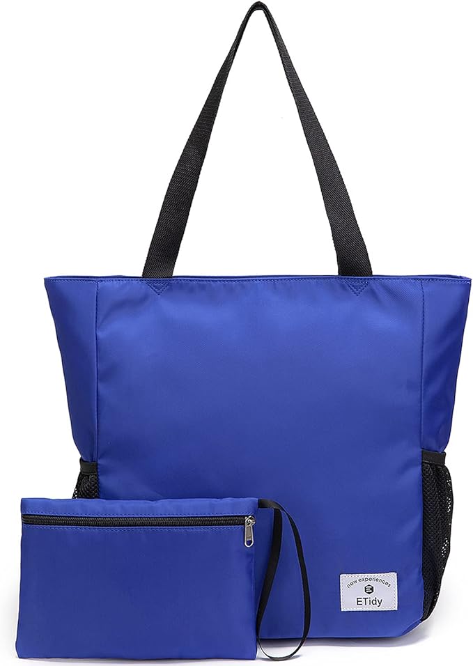 ETidy Large Capacity Foldable Tote Bag With Zipper Water-resistant SandproofWomen Beach Bag Handbag GymBag Travel ShoppingBag