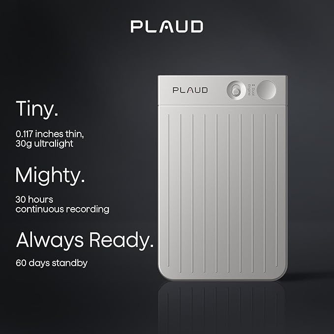 AI Voice Recorder, Note Voice Recorder w/Case, App Control, Transcribe & Summarize with AI Technology, Support 112 Languages, 64GB Memory, Audio Recorder for Lectures, Meetings, Calls, Silver