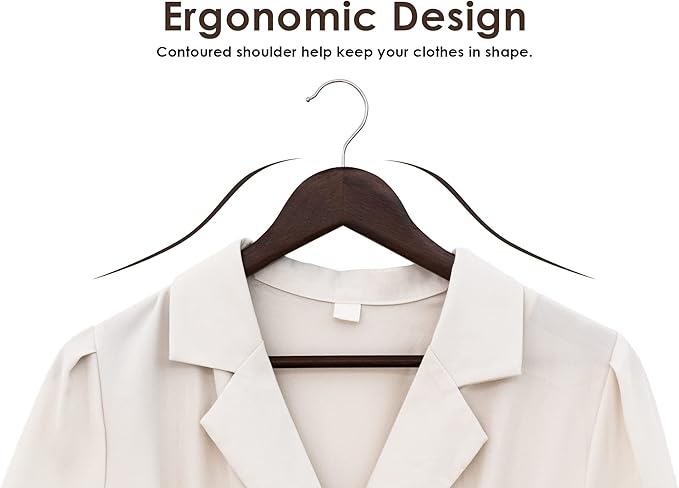 StorageWorks Wooden Hangers 20 Pack, Wood Coat Hanger for Coats, Shirts, Jackets, Pants, Suits, Walnut Color