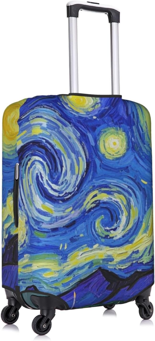Vincent Van Gogh Starry Sky Night Luggage Cover Washable Suitcase Protector, Luggage Tag Travel Birthday Gifts For Men Women (S 18-21 Inch Luggage)