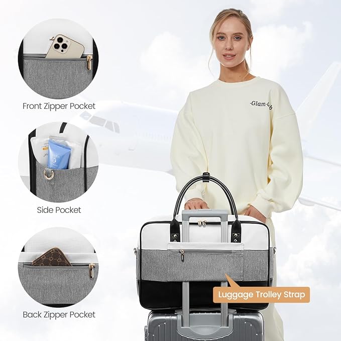 LOVEVOOK Weekender Travel Duffel - Personal Item Duffle Bags for Women with Laptop Compartment, Overnight Bag with Toiletry Bag, Yoga Gym Bag with Wet Pocket, Hospital Bag for Labor and Delivery