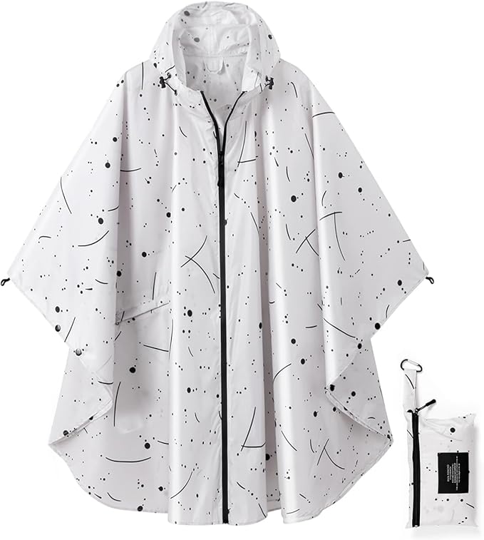 Rain Poncho Jacket Coat Hooded Zipper Style for Women/Men/Adult with Pocket