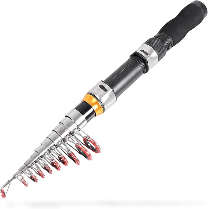 Telescopic Collapsible Extendable Fishing Rod for Saltwater and Freshwater, Lightweight and Compact Design