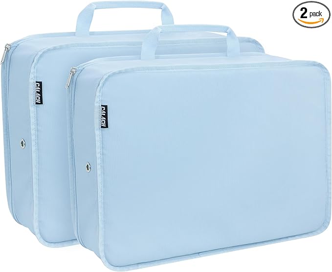 Compression Packing Cubes for Travel Essentials, 2 Pack Expandable Travel Cubes for Packing Bags Suitcase Organizer, Blue