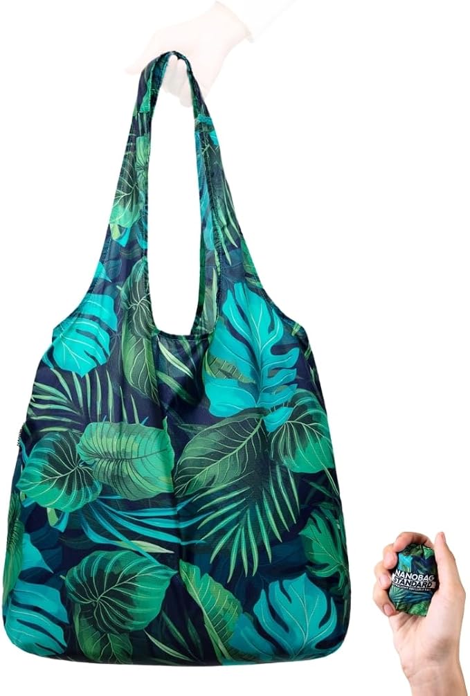 Nanobag Ultra-Lightweight Foldable Tote for Women & Men, Reusable Grocery & Travel Bag, Packable Collapsible Compact Market Essential (Standard Forest)