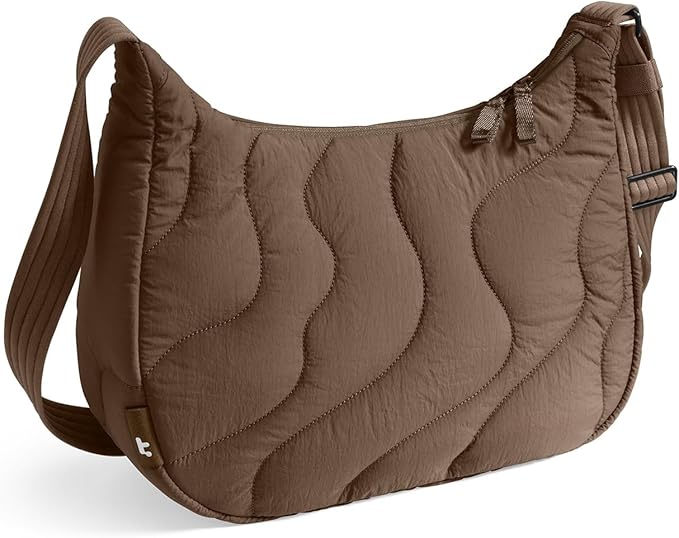 tomtoc 9L Puffer Sling Crossbody Bag for Women Trendy, Nylon Quilted Crescent Shoulder Bag Purses for 11-inch iPad Air/Pro & Daily Essentials, Puffy Travel Hobo Handbag with Organized Inner Pockets