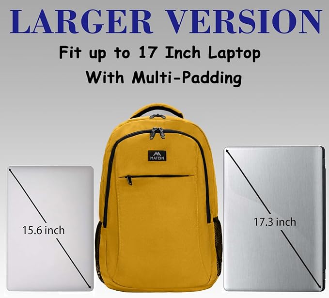 College Backpack, Extra Large TSA Friendly Carry On 17.3 Inch Laptop Backpack with USB Charging Port, Anti Theft Flight Approved Business Work Travel Computer Backpack Bagfor Women Men, Yellow