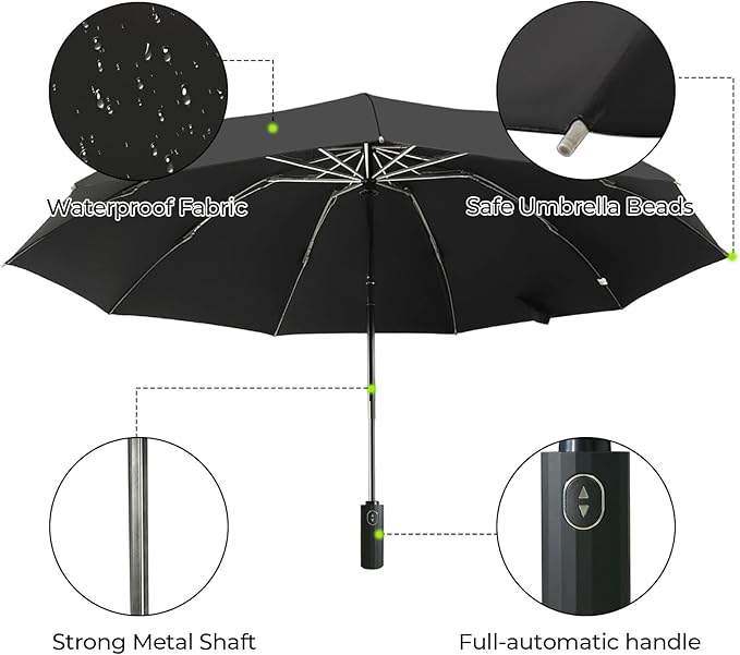 LLanxiry Compact Travel Umbrella, Mini Windproof Umbrellas for Rain & Sun, Small Lightweight Outdoor UV Umbrella, Portable Folding Umbrellas for Travel