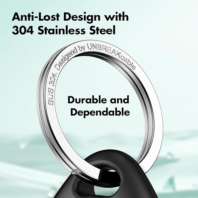 UNBREAKcable 360° Protective Case for AirTag, [2-Pack] AirTags Keyring Holder, Scratch-Resistant, Lock Design, Keychain for AirTag, TPU Full Cover Case for Key, Bag, Luggage, Pet Collar (Black&Green)