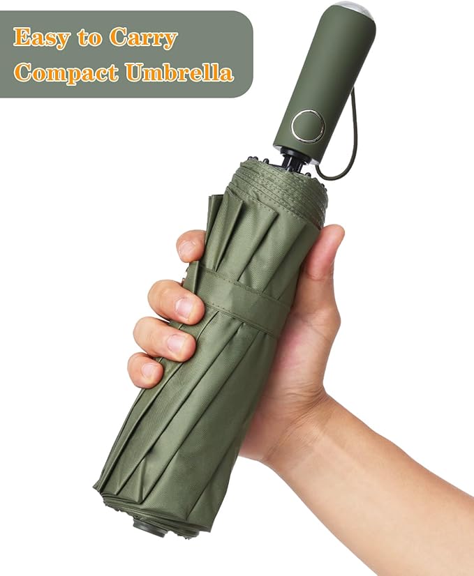 Large Double-Ribs Umbrella Automatic Folding Umbrella for Women Men, Travel, UPF 50+ UV Protection