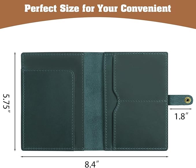 Jack&Chris Genuine Leather Passport Holder For Travel, RFID Blocking Handmade Passport Holder with Card Case Organized & Safe, Quality Travel Essentials for Women and Men for Gifting, Blue