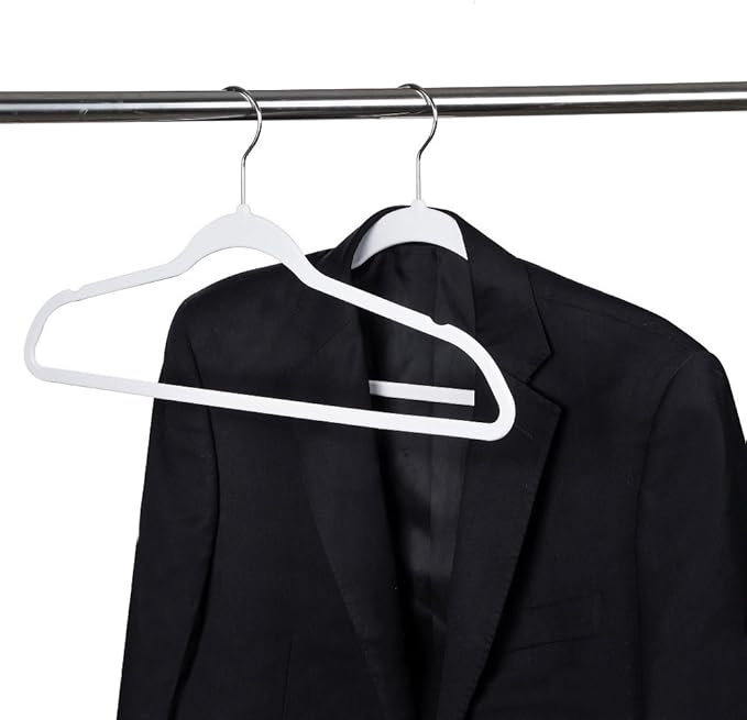 Quality Hangers 50 Pack Non-Velvet Plastic Hangers for Clothes - Heavy Duty Coat Hanger Set - Space-Saving Closet with Chrome Swivel Hook, Functional Non-Flocked Hangers - Cream White
