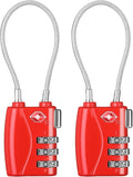 ZHEGE TSA Locks for Luggage 3 Digit Cable Padlock with Alloy Body for Suitcase, Baggage, Backpack, Pistol Case (2 Pack, Red)