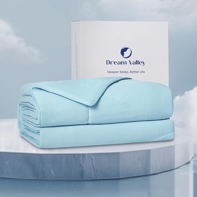 Dream Valley® Outlast® Deepsleep Cooling Comforter, King Size, NASA-Grade Space Technology Cooling Blanket for Hot Sleepers Night Sweats, Q-Max > 0.45 Aerocool™ Breathable, Ice Blue, 106"x90"