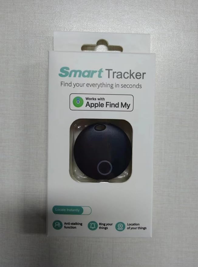 Key Finders, Luggage Tracker Tag Works with Find My (iOS only), Item Locator for Keys, Wallet, Suitcase,Bicycle and More, Replaceable Battery, IP67 Waterproof, Black, 1 PACK