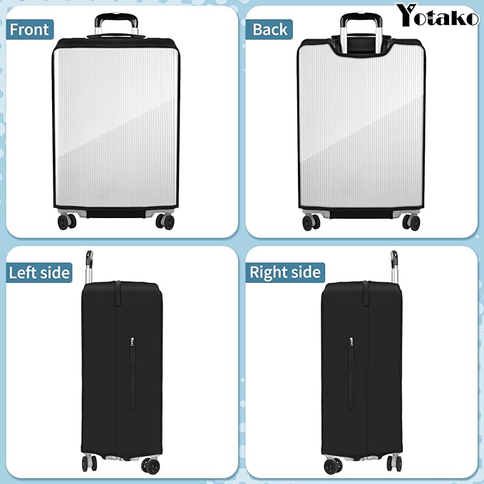 Yotako Upgraded Zippered Transparent PVC Suitcase Cover, No Disassembly Required Clear Luggage Protector for Suitcase Luggage Protector Cover 26''