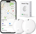 Tracker Tags, Item Finder Work with Apple Find My (iOS Only), Tracking Device Locator Smart Tag for Luggage, Keys, Wallet, Bike, Pets, Bags (White, 2 Pack)