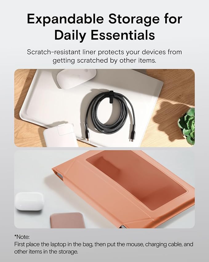 MOFT Laptop Carry Sleeve, 2-in-1 Laptop Bag & Stand for 15" MacBook Air & Dell/HP/Lenovo/Asus, Stylish Slim Computer Sleeve Bag with Expandable Storage for Computer Accessories, Misty Cove