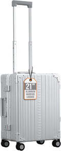 All Aluminum Lightweight Carry-On Luggage - Hardside Carry-On Suitcase, TSA Approved, Hard Shell Suitcase for Travel, Airline Approved 21 Inch Hard Spinner Wheels Luggage (Platinum)