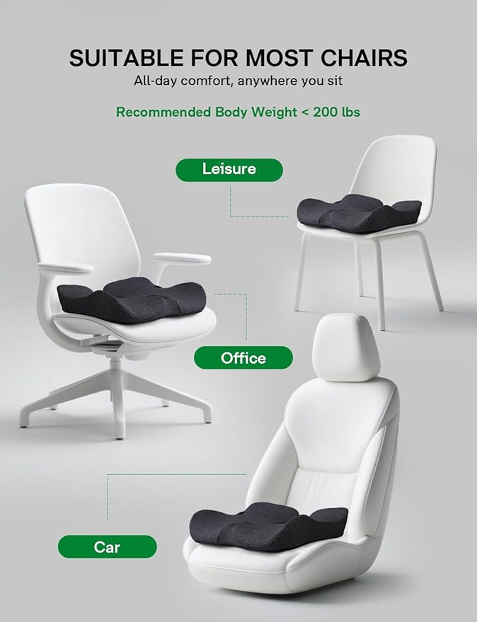 Medisana Seat Cushion, SC 100B Seat Cushions for Office Chairs, Car Seat, Wheelchair - Sciatica & Tailbone & Coccyx Pain Relief Pillow for Driver Sedentary People（Size:17 * 14.6 * 3.54 in-Black