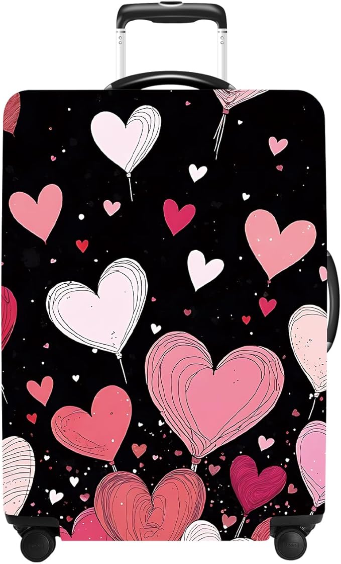 Luggage Cover Washable Suitcase Protector Anti-Scratch,Stretchable Fit for 20-34Inch Luggage Durable Travel Bag Cover with Zipper Closure (Heart-2, M(fits 24-26Inch suitcase))