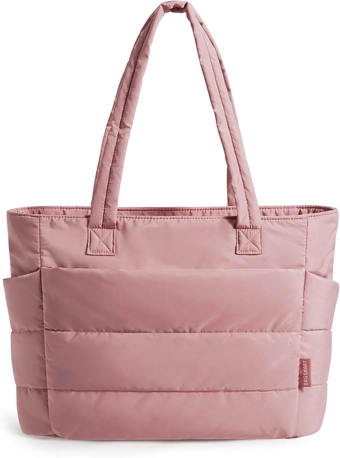 BAGSMART Tote Bag for Women, Lightweight Puffy Tote Bag with Compartments Shoulder Bag Handbag for Travel, Work, Gym,
