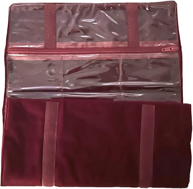 Travel Jewelry Roll Bag Portable Organizer Pouch With Grids&PVC Cover Storage Bags for Necklace, Bracelet, Bracelet,Ring, Badge, Pendant