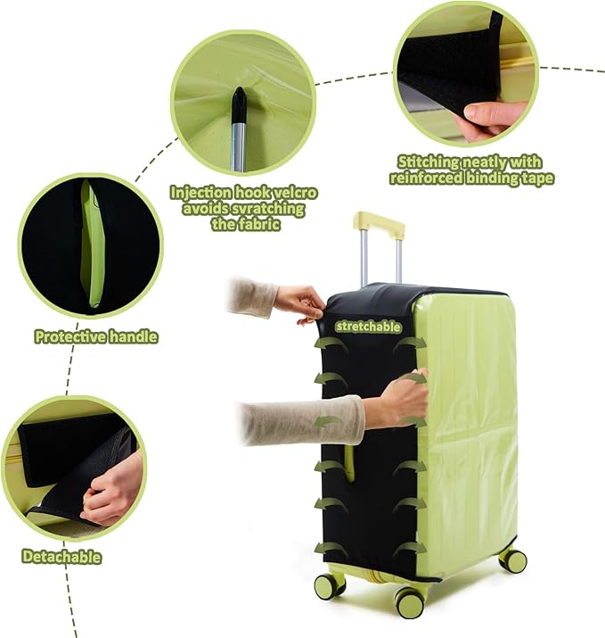 Clear Luggage Cover Protectors For Suitcases,Elastic Transparent waterproof PVC Suitcase Covers Protector Fit 20-30 Inch wheeled Luggage (20”+24“+28“)