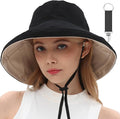 vidsel Womens Sun Hats Wide Brim Reversible Bucket Cotton Hat Packable Summer Travel Cap with Hat Clip,UV Protection